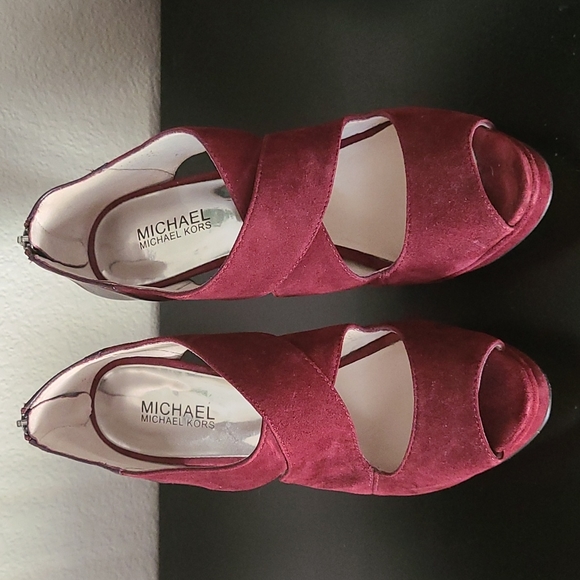Michael Michael Kors Maroon Suede/leather Heels - Picture 2 of 5